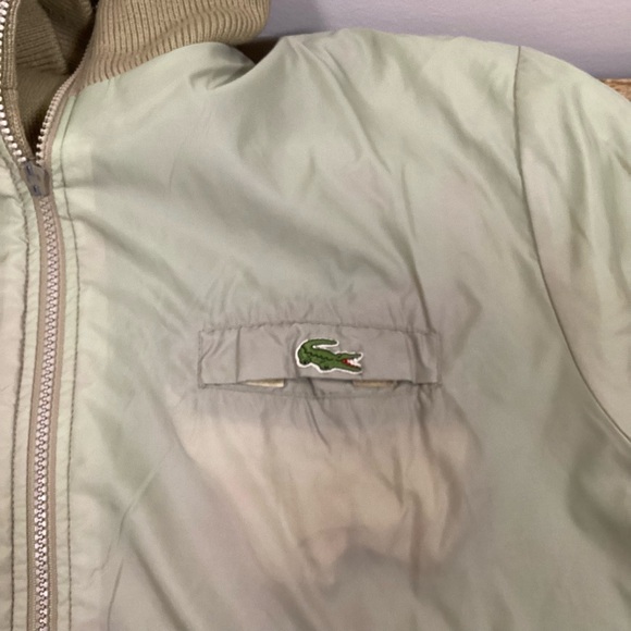 Lacoste Bomber Jacket Men’s Size M Reversible Tan/Green VTG Knit Retro 80s 90s - Picture 6 of 13